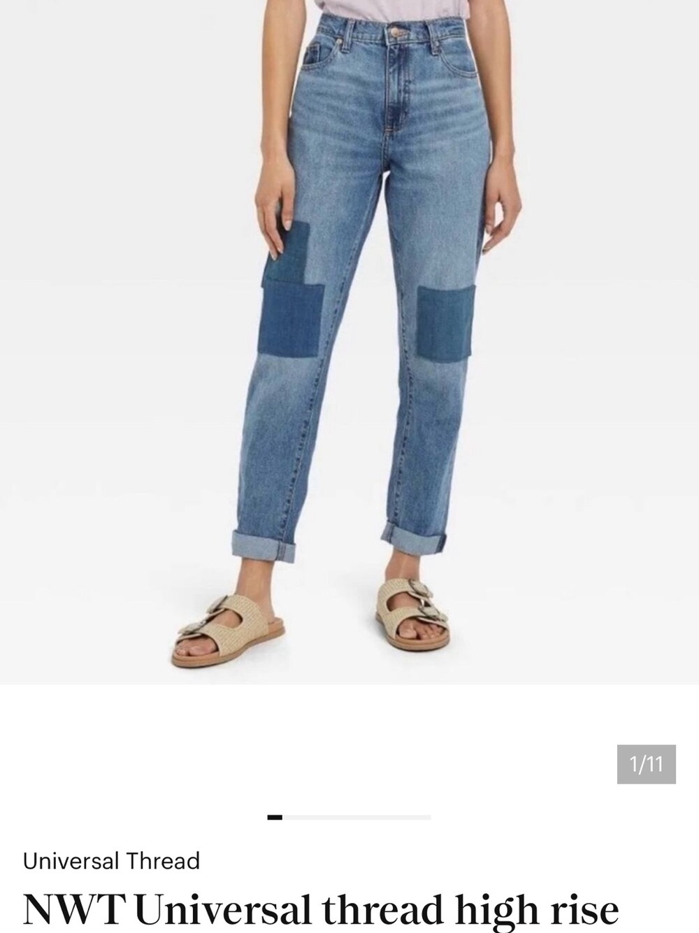 NWT Universal thread high rise cotton boyfriend patches jeans women's 6/28